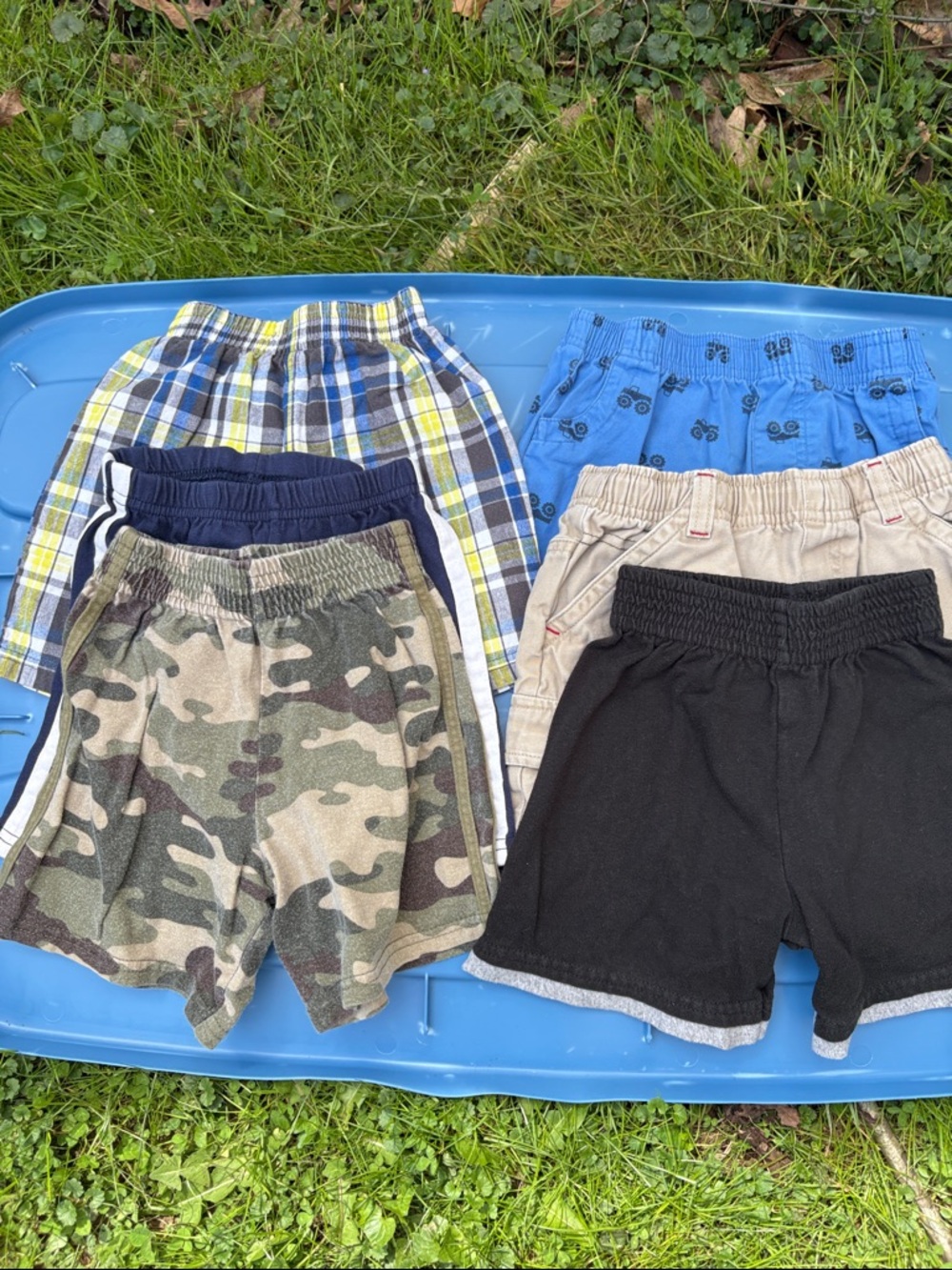 Kids Elastic-Waist Shorts Pack - Black, Blue, Tan, Camouflage